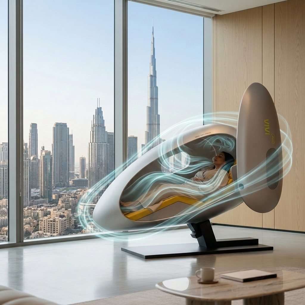 Private VIVI recovery pod with built-in oxygen enrichment function in a Dubai office