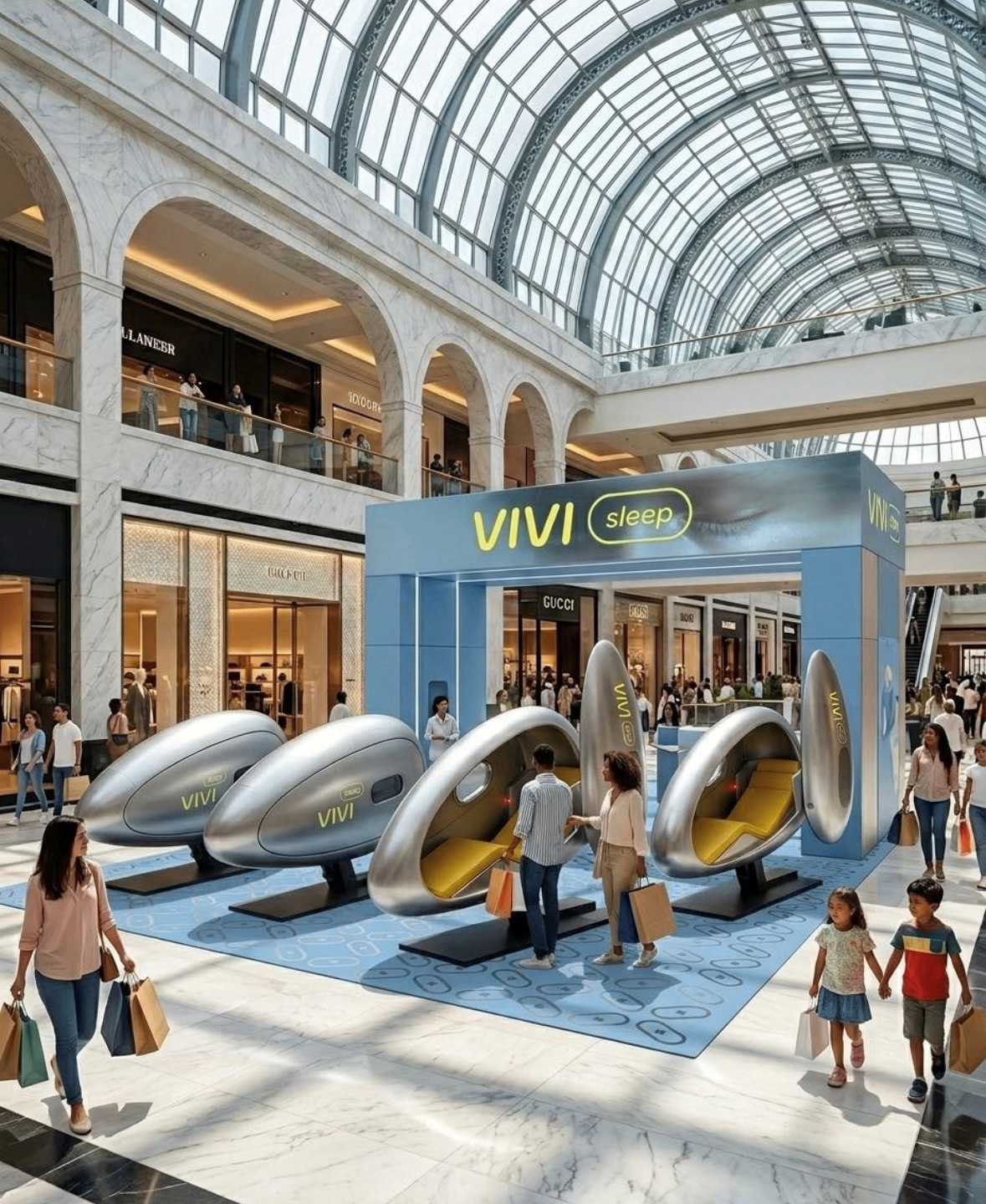 VIVI sleep pods installed in a Dubai shopping mall